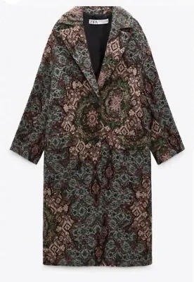 Zara Multicoloured Wool Jacquard Coat Size XS-S BNWT RP £279 • $117.15