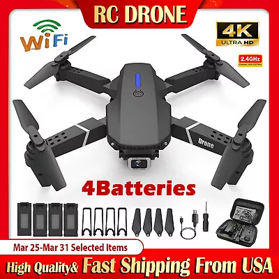 2024 New RC Drone With 4K HD Dual Camera WiFi FPV Foldable Quadcopter + 4Battery • $23.59