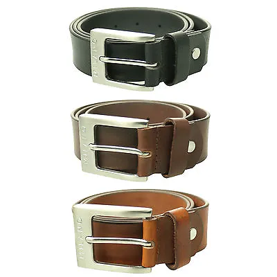 Milano Mens Full Belt Leather Black Brown Tan Silver Square Buckle  • £11.45