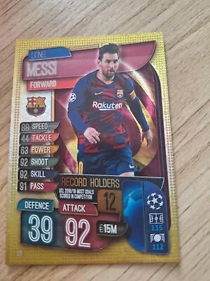 Lionel Messi Topps Match Attax 2019/2020 Gold Record Holder Rare Card • £0.99