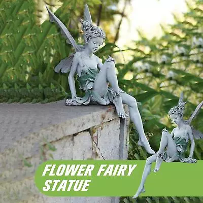 1x Garden Fairy Statue Sitting Resin Craft Ornament Yard Landscaping Angel T1F1 • £6.26