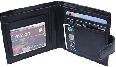 £5.99 • Buy Gents Soft Leather Credit Card And Note Wallet With ID Window Black - 1190