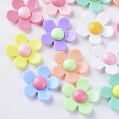 £2.99 • Buy Daisy Shape Flower Beads Plastic Acrylic Opaque Mixed Colours 22mm 10pcs 