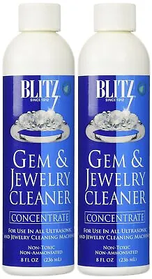 2 Pack BLITZ Concentrated Jewelry Cleaning Solution For Ultrasonic Cleaners 8 Oz • $14.43