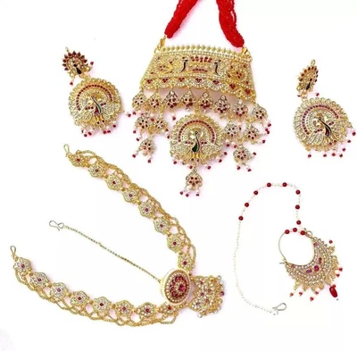 $57.82 • Buy Indian Bollywood Style Fashion CZ Gold Plated Bridal Pearl Jewelry  Set