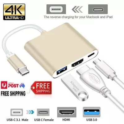 $12.95 • Buy Type-c To HDMI-compatible 3 In 1 Adapter USB-C 3.1 To 4K HDTV USB 3.0 Type-c Mac