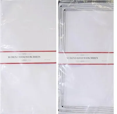 10 Pack Mens Large White Handkerchiefs Hankies Polycotton 14  X 14  Packs • £5.95