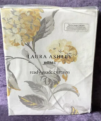 Laura Ashley Hydrangea Camomile Ready Made Curtains - 64 W X 72 L (162 X 183cm) • £110