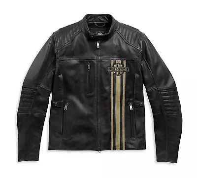 Harley Davidson Men's Triple Vent Motorcycle Real Cowhide Leather Biker Jacket • $44.99