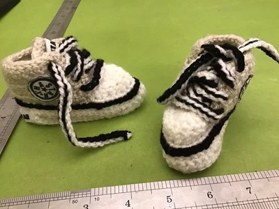 £5.99 • Buy BABY Knitted Crochet Beige SNEAKERS CONVERSE PUMPS BOOTS SLIPPERS Shoes Socks