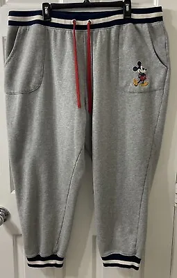 Disney Men’s Gray With Waistband Stripes Mickey Mouse Sweatpants Size XXL (2XL) • $34.90