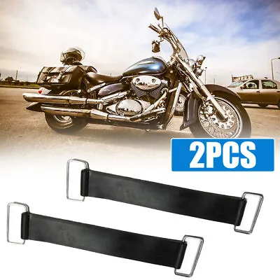 2x Motorcycle Universal Rubber Battery Strap Holder Belt Accessories Black Parts • $7.85