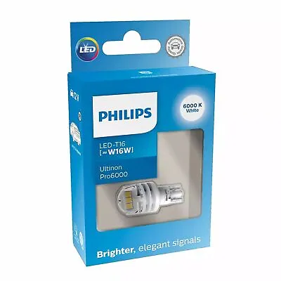 Philips W16W LED Cool White 6000K Ultinon Pro6000 SI W2.1x9.5d Single Bulb • £12.87