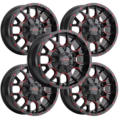 (5) Mayhem 8015 Warrior 17x9 5x5 /5x5.5  +18mm Black/Red Wheels Rims 17  Inch • $884.95