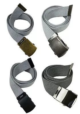 Adjustable 48  Canvas Belt  Military Army W/ Silver/Black/Burnished G/S Buckle  • $8.99