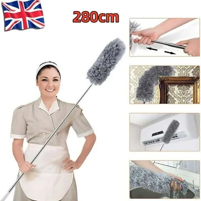 £8.39 • Buy Extendable Feather Duster Long Telescopic Duster Magic Static Duster Brush 280cm
