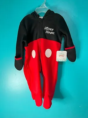 Disney Baby Mickey Mouse One Piece Soft Fleece Footie Outfit/PJs- 3-6 Months NWT • $10