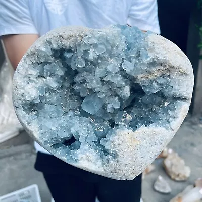 15.7lb Large Natural Blue Celestite Crystal Geode Quartz Cluster Mineral Specime • $37