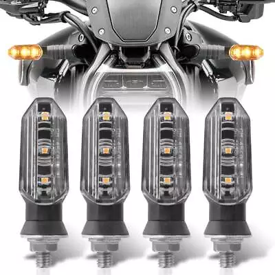 4x Mini Motorcycle LED Turn Signals Light Blinker Amber Indicator Lamp Universal • $16.99