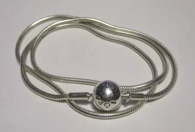 PANDORA - Silver ESSENCE Snake Necklace / Double Wrap Bracelet 45cm - 596004 • $100