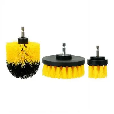 $19.54 • Buy 3 Pcs Brush Cleaing Tools Yellow Round Car SUV Electric Bristle Drill Tub Rotary