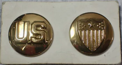 (2) Vintage U.s. Army Military Brass Insignia Back Double Post Pin Back Buttons • $8.59