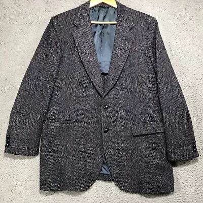 Stafford Harris Tweed Gray Herringbone Wool Sport Coat Vintage • $35.17