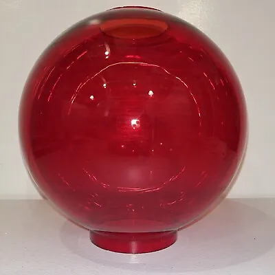 Ruby Red Glass Globe Shade 10  Hurricane Parlor Lamp 4  Fitter Vintage • $89.99