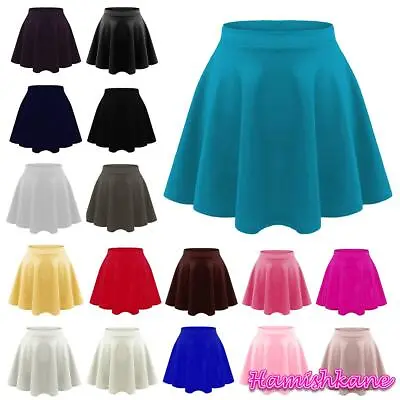 £8.93 • Buy Girls Skater Skirt Kids Plain Flippy Flared High Waist Short Party Mini Skirt