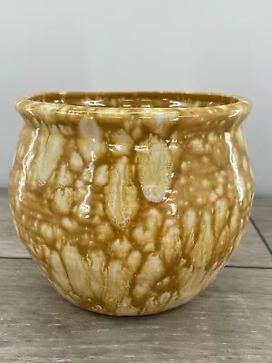 Vintage Glazed Planter Ceramic Pot Mid Century Footed Ribbed Jar Artisan 5 Inch • $19.49