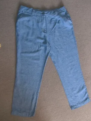 Damart Linen Pale Blue Linen Trousers Size 16 • £5.50