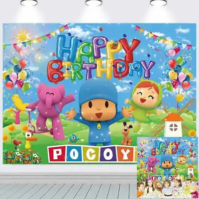 Pocoyo Happy Birthday Backdrop Banner Cartoon Vinyl Party Decoration 7x5ft • $26.88