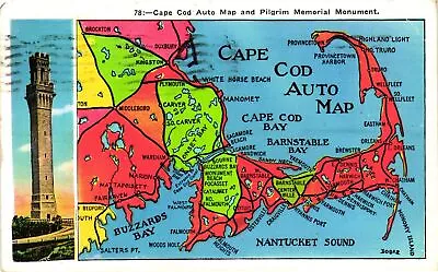 Vintage Postcard- Cape Cod Auto Map. • $8.95