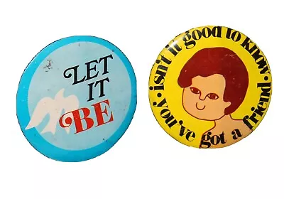 Vtg 60s 70s Pin Button Badge Lot Beatles Let It Be Got A Friend Theme  3.25  • $19.95