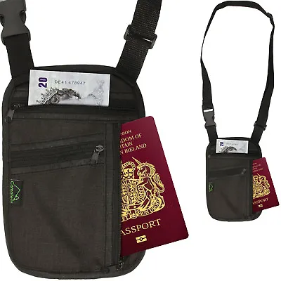 RFID Blocking Travel Body Wallet Passport Holder Neck Shoulder Document Bag Case • £6.29