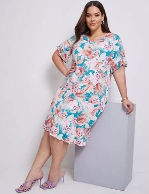 $24.77 • Buy Autograph Woven Short Sleeve Flounce Shift Dress Womens Plus Size Clothing