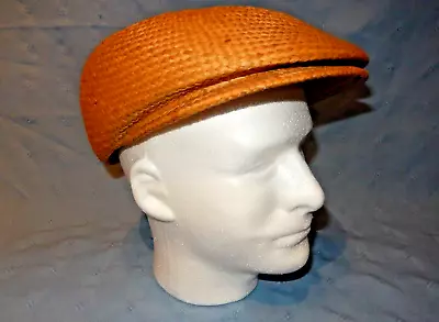 Vintage/Antique Mens Straw Newsboy/Golf Cap - Hat - Large Made In U.S.A. • $24.99