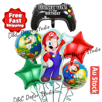 Set Of 6 Super Mario Foil Birthday Party Balloon Helium Quality • $12.90
