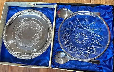 Queen Anne Silver Plated Tableware - Cut Glass Bowl Silver Plated Plate • £20