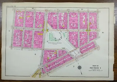 1916 CHINATOWN MANHATTAN NEW YORK CITY Street Map ~ MULBERRY ST To ORCHARD ST • $228.78