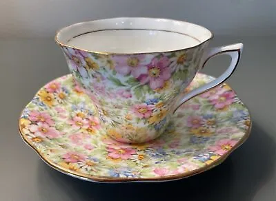 Rosina Bone China Made In England Cup And Saucer Chintz • $22