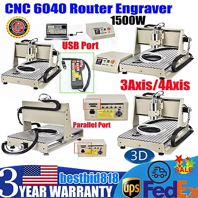 CNC 6040 3Axis/4 Axis Router Engraver Carving Milling Machine 1500W Parallel/USB • $959
