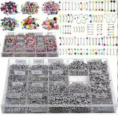$8.35 • Buy Wholesale 105PCS Bulk Lots Body Piercing Eyebrow Jewelry Belly Tongue Bar Rings~