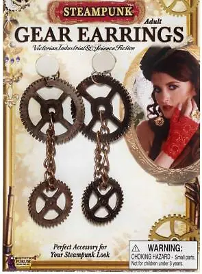 Steampunk Gear Bronze Earrings Adult Costume Accessory • $9.12