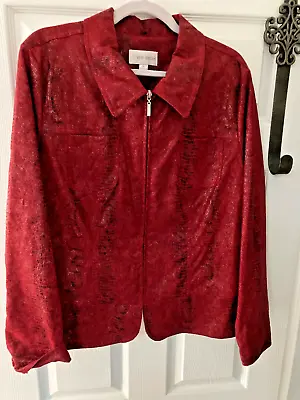 Erin London Red Faux Snakeskin Zippered Jacket - XL • $19.99