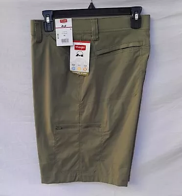 New Men's Wrangler Outdoor Performance Zip Cargo Shorts 112336155 Dusty Olive • $11.99