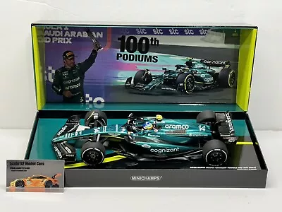 1/18 MINICHAMPS ASTON MARTIN F1 AMR23 #14 FERNANDO ALONSO 100th PODIUM BOX SET • $274.95