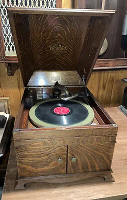 Antique Oak Table Top Victrola Victor Talking Machine VV-IX Working PICK UP ONLY • $255.36