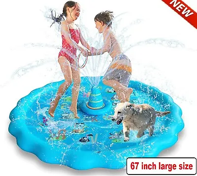 $16.99 • Buy For Kids Outdoor Water Play Mat With Sandbags Fun Game Splash Pad Sprinkler Pool