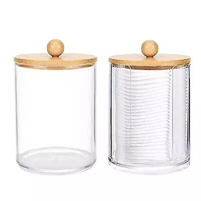 2pcs Q Tip Holder Cotton Swabs Dispenser Clear Holder Makeup Cotton Pads Holder • $19.88